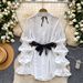 Women's Minimalist Sophisticated Lantern Sleeve Sequined Camisole Shirt Waist Cinching Beaded High End Versatile Top_ecoleips.com