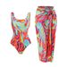 Women's Printed Swimsuit Cover-Up Set – Sexy Bikini & Sun Protection Skirt (UPF 50+, Adjustable Straps, Quick-Dry Fabric)_ecoleips.com