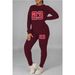 Women's Clothing Large size fat woman autumn and winter women's clothing printed personality casual two piece suit_ecoleips.com