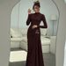 2025 French Women's Fashion Autumn Winter New Fashionable Elegant Sleeve Round Neck Long Solid Color Waist-Cinching_ecoleips.com