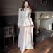 Women's Printed Short Sleeve Dress - Slim Fit Floral Maxi Dress For Spring & Fall (Dusty Pink/Navy Blue, S-Xxl)_ecoleips.com
