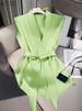 ZANZEA Women Shiny Satin Blouses Elegant Wrapped V-Neck Sleeveless Tops 2025 Summer Office Commuting Belted Party Blusas Mujer_ecoleips.com