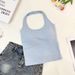Black Halter Neck Camisole Chest Pads Women, 2026 New Summer Style, Suitable For Outerwear, Pure And Alluring, With_ecoleips.com