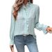 K New Women's French Lace Collar Plaid Shirt. No Necklace, Bag, Or Other Accessories._ecoleips.com
