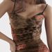 women's Clothing: Mesh Printed Long With Slit, Slim-fit Short-sleeve, Backless, Sleeveless Floral Strap Dress In_ecoleips.com