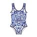 Women's U Neck Backless One Piece Swimsuit Fashion Printed Wire Free Chest Pad Regular Size_ecoleips.com