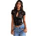 Summer Women's Lace Top Single-Breasted See Through Tight Fitting Sexy Hot Girl Style Clothing_ecoleips.com