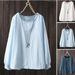 Plus Size Women's Long Sleeve Casual Shirt – Oversized Relaxed Fit Solid Color Blouse, Comfortable & Stylish_ecoleips.com