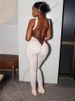 Weird Puss Hottie Polka Dot 2-Piece Set Women Halter Chest Wrapped Backless Top+Ruched Peach Hip Pants Stretch Skinny Clubwear_ecoleips.com