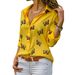 Women's Multicolor Butterfly Print Loose Lapel Shirt Long Sleeve Casual Top Fashionable Stylish_ecoleips.com