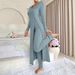 Spring Style Women's round Neck Split Long Sleeve Two Piece Set Regular Fit for Spring/Autumn Summer_ecoleips.com