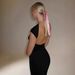 Summer European And American Cross-Border 2026 Fashion Trend Short-Sleeve Round-Neck Slim Fit Bodycon Backless_ecoleips.com