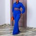 Women's Clothing Solid Color Long Sleeved Lapel Short Shirt Top Wide Leg Trousers Two Piece Suit_ecoleips.com