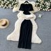Elegant Summer Women's Outfit Set Inspired Beaded Round Neck Asymmetrical Top High Waisted Bodycon Skirt_ecoleips.com