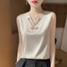 Summer Thin Camisole Women, Suitable For Wearing Under Suit, Sleeveless Silk Satin Base Shirt With A Unique Design_ecoleips.com