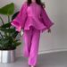 Women's clothing round neck bat sleeve pleated large swing top temperament elegant suit_ecoleips.com