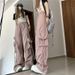 American Style Trendy Retro Quick-Dry Cargo Casual Pants For Women Summer High Waist Straight Loose Floor-Length_ecoleips.com