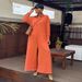 Summer New Jumpsuit Plus Size Casual Loose Round Neck Long Sleeve Wide Leg For Women_ecoleips.com