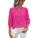 Women's Clothing V Neck Three Quarter Sleeve Loose Chiffon Shirt Tops_ecoleips.com