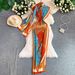 Romantic Style Printed Pleated Dress European American Elegant Ribbon Slim Fit Slit Long Skirt for Women_ecoleips.com