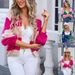 Oversized Color-Block Cardigan – Unisex Patchwork Knit Sweater Coat (S-XL, Pink/Blue/Red/Fuchsia)_ecoleips.com