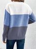 K New Knitted Sweater Women's Color Contrast Splicing Round Neck Long Sleeve Hoodie Top. No Necklaces Or Other Accessories_ecoleips.com