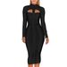 Women's Clothing Autumn And Winter Women's Tight Hollow Long Sleeved Dress Usually You Can Wear A High End Black Bandage Evening Dress_ecoleips.com