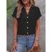 Summer New Arrival Women's Solid Color Jacquard Shirt V Neck Button up European And American Style Independent Store Summer 2025_ecoleips.com