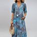 Women's Printed Summer V Neck Casual Dress With Pockets Style Vacation Wear Comfortable Loungewear_ecoleips.com