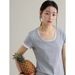 Commuter U-neck T-shirt Women's Spring New Short-sleeved Top_ecoleips.com