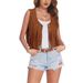 Aria Basics European And American Cross-Border Women's Short Tassel Vest Spring New Casual Comfortable Retro Design Button_ecoleips.com