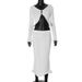 WG086 Spring 2025 Design-Wave Hem Long Skirt Women's Solid Color Knit Two-Piece Set_ecoleips.com
