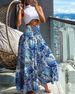 Fashion Cotton Women Floral Print Skirt Side Tie Beach Skirts Summer High Waist Wrap Flower Long Skirt_ecoleips.com