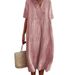 Spring/Summer New Women's Casual Dress Versatile Slimming Solid Color Cotton Linen Hot Selling In Stock_ecoleips.com