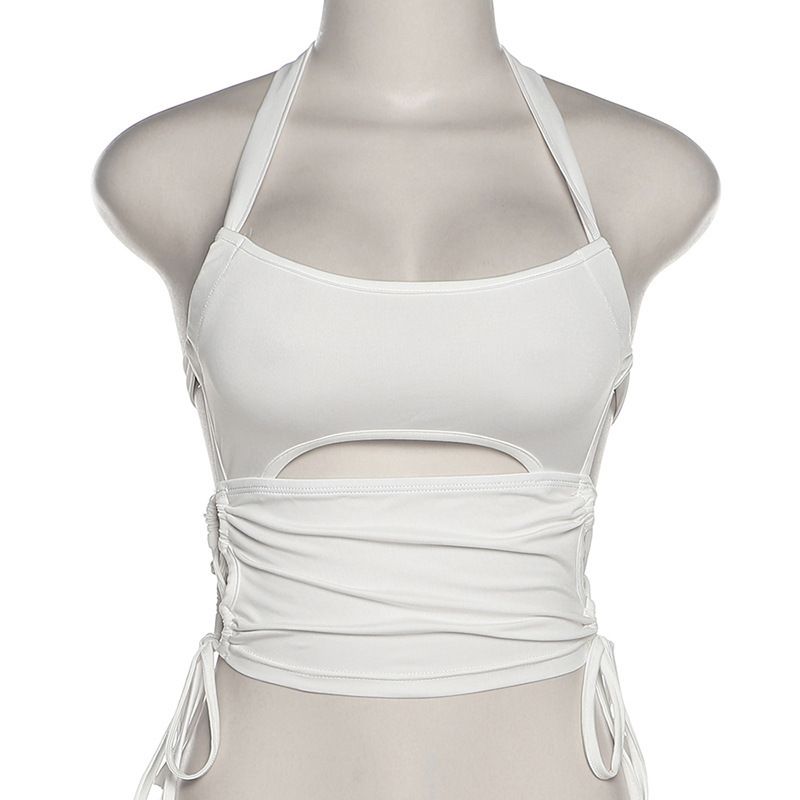 European And American Style Women's Slim Fit Vest Halter Neck Hollow Back Sexy Top for Summer 2024 Fashion_ecoleips.com