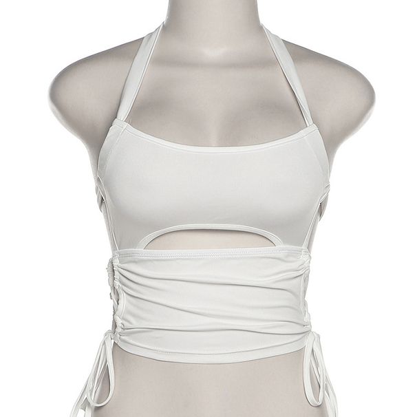 European And American Style Women's Slim Fit Vest Halter Neck Hollow Back Sexy Top for Summer 2024 Fashion_ecoleips.com