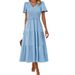 DiYun Women's Clothing 2025 Spring/Summer Foreign Trade Elegant Casual Polka Dot V-Neck Short Sleeve_ecoleips.com