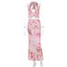 2025 Summer New Style Halter Neck Printed Sexy Vacation Casual Outfit For Women_ecoleips.com