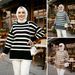 Modest High-Neck Striped Sweater For Muslim Women - Loose Fit Acrylic Blend Knit Top For Autumn & Winter_ecoleips.com