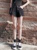 So Pretty White Button-Up High-Waisted Denim Shorts For Women A-Line Loose Wide-Leg Hot Pants 2025 Summer_ecoleips.com