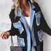 3D Jacquard Knit Sweater Coat – Vintage-Inspired Chenille Cardigan With Denim Accents_ecoleips.com