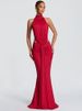 Blifanbo Halter Off-shoulder Sexy Maxi Dress Women Gown Elegant Backless Sleeveless Ruched Slim Club Party Long Dress Female_ecoleips.com