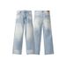 Vintage Washed High-Waisted Straight Leg Jeans For Women - Distressed Denim Pants With Ripped Details Comfortable Loose Fit Streetwear_ecoleips.com
