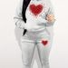 Women's Heart Print Hooded Sweatshirt And Sweatpants Set Casual Street Dance Fashion Autumn Winter Warm Top Bottoms Ensemble_ecoleips.com