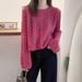 girl Casual Versatile Long Sleeve Knitted Thin Women's Autumn New Lazy Style Loose Short Soft Round Neck Sweater_ecoleips.com