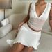 Summer Women's Slim Fit V Neck Sleeveless Vest And Skirt Set In Solid Color Style Sexy Mesh Outfit_ecoleips.com