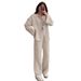 Summer-Autumn Solid Color Lace-Up Cardigan Long-Sleeved Women's Fashion Casual Trouser Set_ecoleips.com