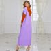 Purple And Orange Patchwork Hooded Handmade Rhinestone Robe Dress_ecoleips.com