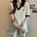 Plus-size Women's Clothing Covers The Belly And Looks Slimming, Polo Collar, Color-blocking Short-sleeve T-shirt, Summer_ecoleips.com