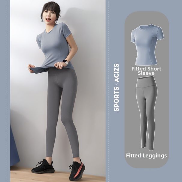 Women's Slimming Sexy Yoga Suit Fashionable Summer Exercise Set Beginner Running Gym Workout Clothing_ecoleips.com
